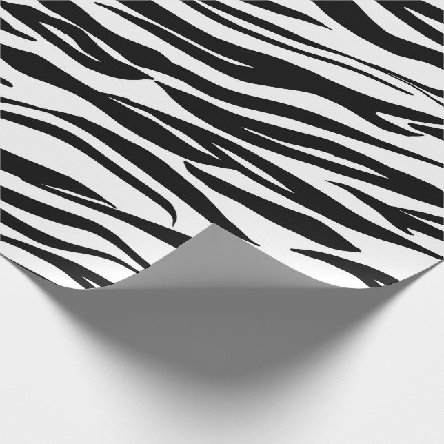 Black White Abstrakt Tiger Animal Päls Skin Elegan Presentpapper (Hörn)