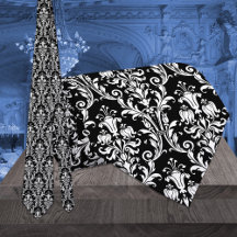 Black & White Acanthus Löv Blommigt Damask Wedding