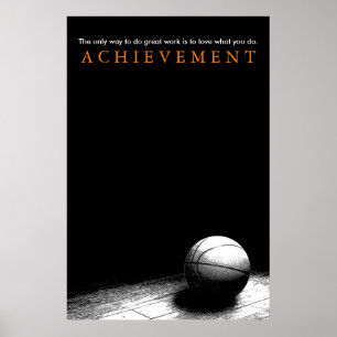 Black White Achievational Basketball Poster