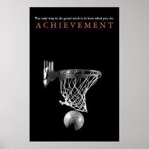 Black White Achievational Basketball Poster