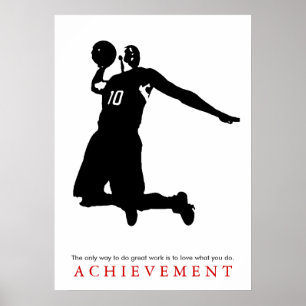 Black White Achievational Basketball Poster