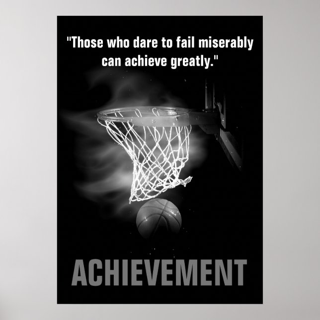 Black White Achievement Basketball Motivational Poster (Framsidan)