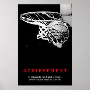 Black & White Achievement Basketball Poster