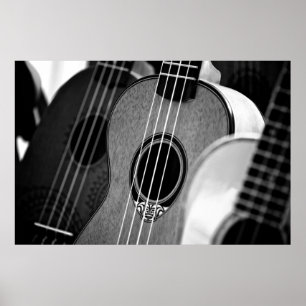 Black White Acoustic Classic Spain Guitar Poster