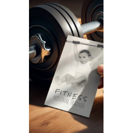 Black White Adsible Baby Fitness Personal Trainer Visitkort