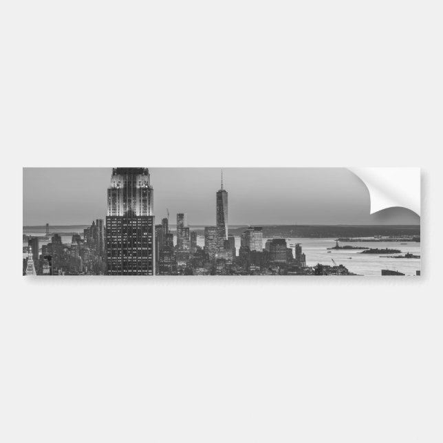Black & White Aerial View New York City Night Bildekal (Framsidan)