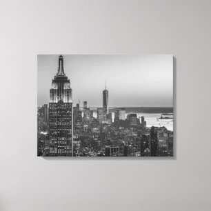 Black & White Aerial View New York City Night Canvastryck