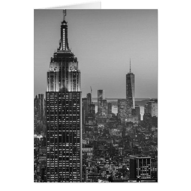 Black & White Aerial View New York City Night Hälsningskort (Framsidan)