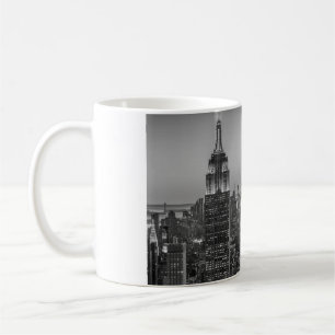 Black & White Aerial View New York City Night Kaffemugg