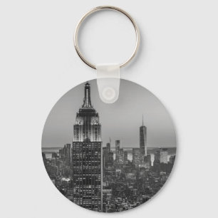 Black & White Aerial View New York City Night Nyckelring