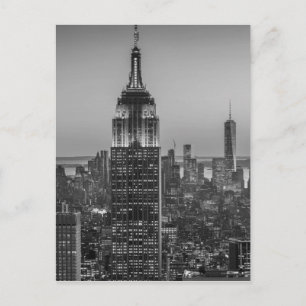 Black & White Aerial View New York City Night Vykort