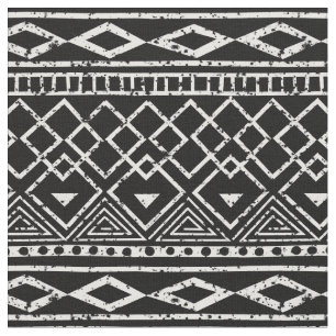 Black White African Tribal Mönster Tyg