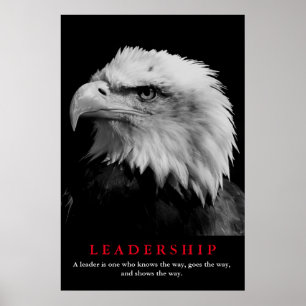 Black White American Eagle Ledarskap Motivering Poster