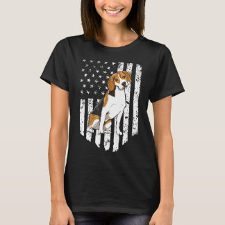 Black White American Flagga Beagle Usa T Shirt