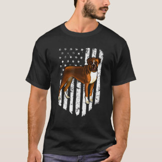 Black White American Flagga Boxer 4:e juli USA T Shirt