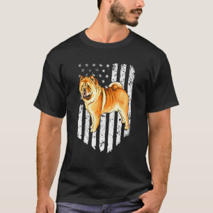 Black White American Flagga Chow Chow 4:e juli T Shirt