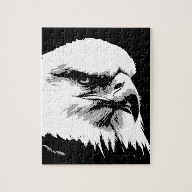 Black White American Örn Pop Art Pussel (Vertikal)