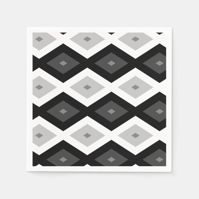 Black, white and grey diamond pattern pappersservett (Framsidan)