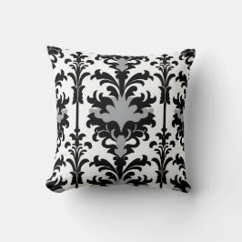 Black White and Grey Floral Damask style Kudde