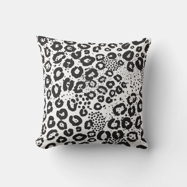 Black White Animal Print Snö Leopard Cheetah Kudde (Framsida)