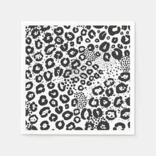 Black White Animal Print Snö Leopard Cheetah Pappersservett
