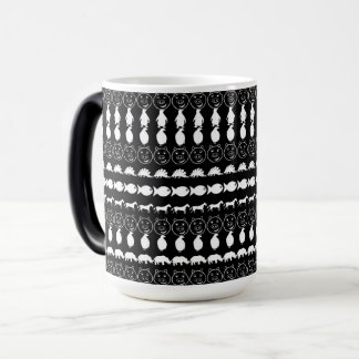 Black White Animals Modern Rand Mönster Magisk Mugg