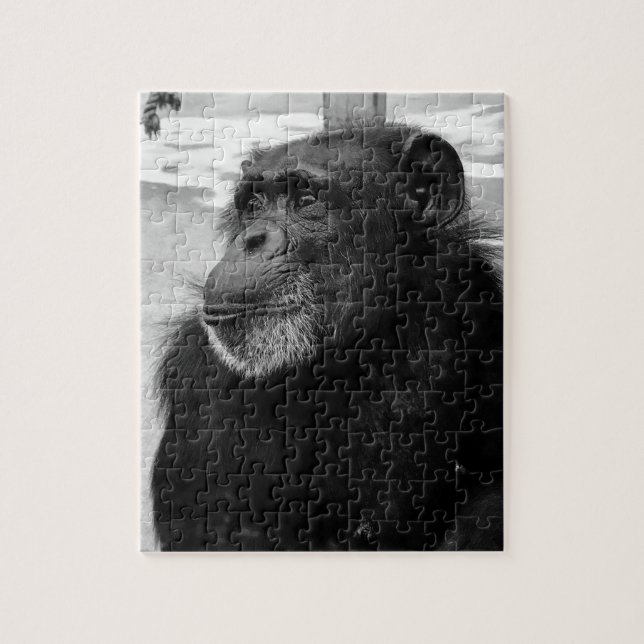 Black & White Ape Monkey Jigszle Puzzle Gorrilla Pussel (Vertikal)