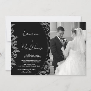 Black White Art Wedding-inbjudningar med foto Inbjudningar