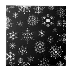 Black & White Assorterad jul Snöflingor Kakelplatta