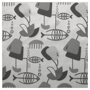Black & White Atomic Mönster Fabric Tyg