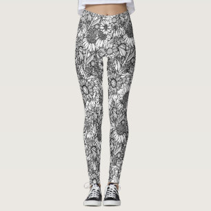 Black & White Australian WildblomGarden Leggings