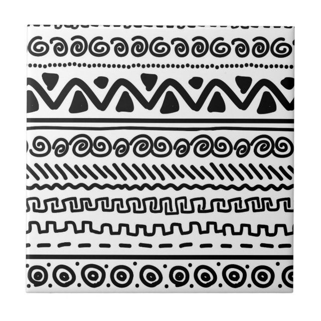 Black white Aztec Tribal mönster badplatta Kakelplatta (Framsidan)