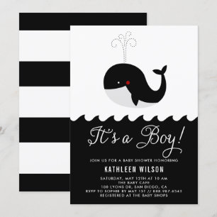 Black & White Baby Whale.. Det är en pojkbabyskor Inbjudningar