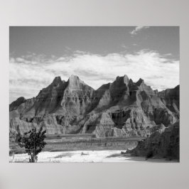 Black & White Badlands Sten Formations 16 x 20 Poster