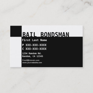 Black white Bail Bondsman affärskorts Visitkort