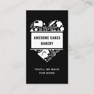 Black White Baker Cakes Cookies Pastry Chef Visitkort