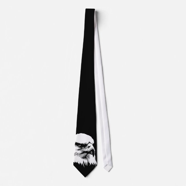 Black & White Bald American Eagle Neck Tie Slips (Framsida)