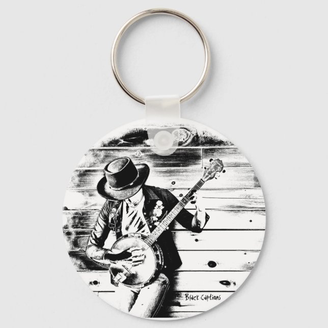 Black & White Banjo Man - Nyckelring (Framsida)