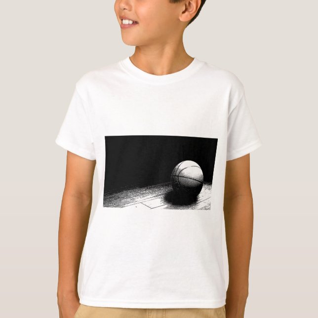 Black White Basketball Art Tee Shirt (Framsida)
