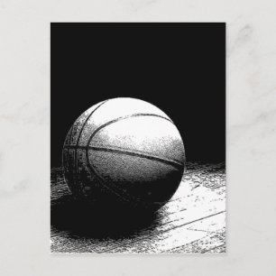 Black White Basketball Art Vykort