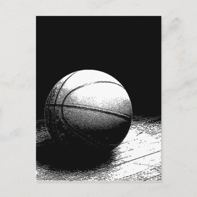 Black White Basketball Art Vykort (Framsida)