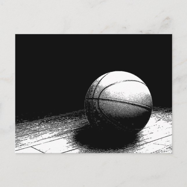 Black White Basketball Art Vykort (Framsida)