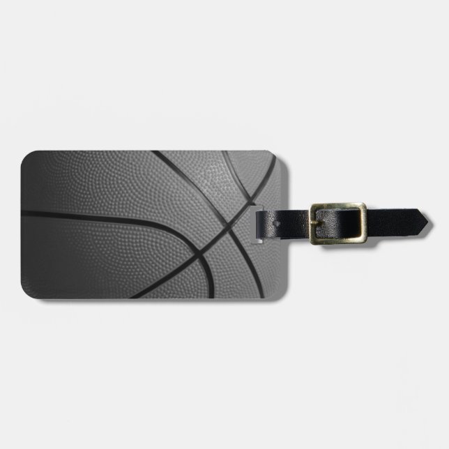 Black White Basketball Luggage Tag Bagagebricka (Horisontell Framsida)