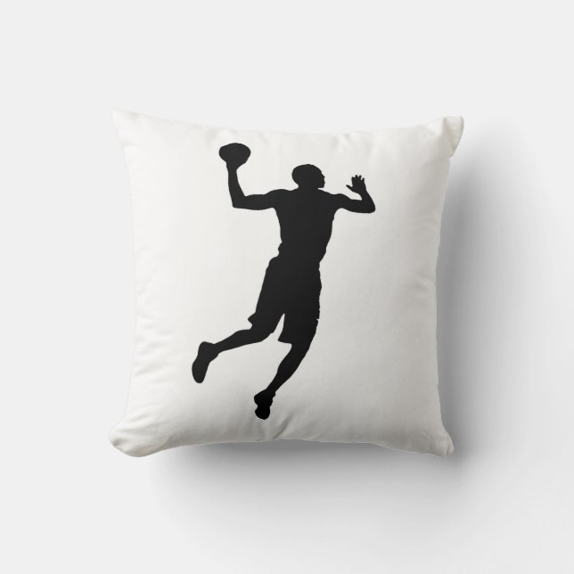 Black White Basketball Player Silhouette Kudde (Framsida)