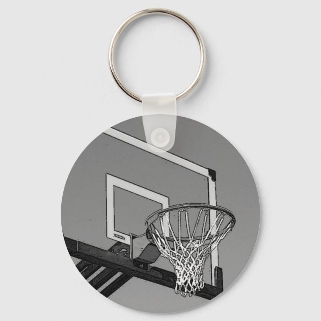 Black & White Basketball Ring Nyckelring (Framsida)