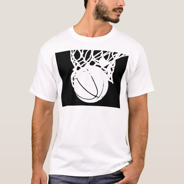 Black & White Basketball Silhouette T-shirt (Framsida)