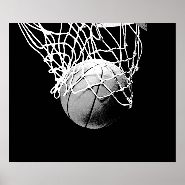 Black White Basketball Skriv ut Poster (Framsidan)
