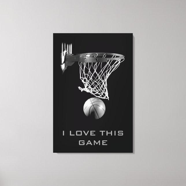 Black White Basketball Wrapped Canvas (Framsida)