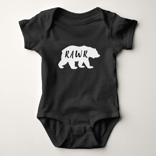 Black & White Bear Silhouette Rawr T Shirt (Framsida)