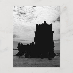 Black White Belem Torn Silhouette Torre Belem Vykort